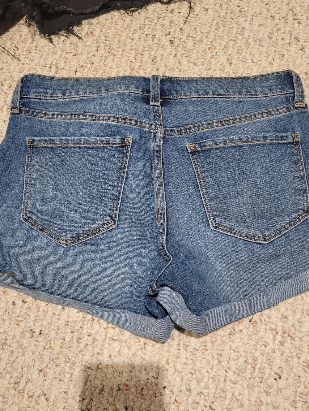 Old Navy Black Frayed High-Rise Shorts & Blue Cuffed Denim Shorts - Picture 4 of 8